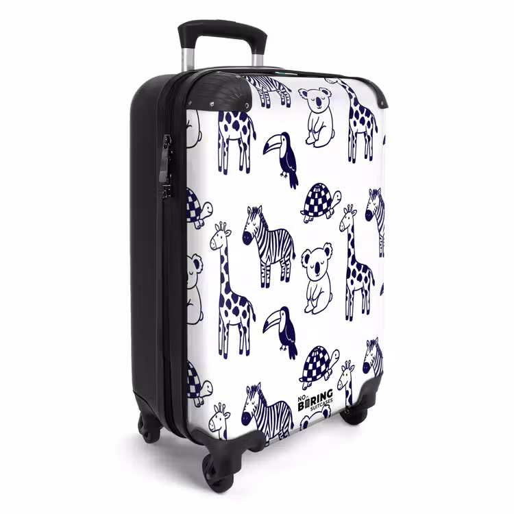 Suitcase - Animals - Pattern - Kids' Room - Graphic - White - Blue — 2