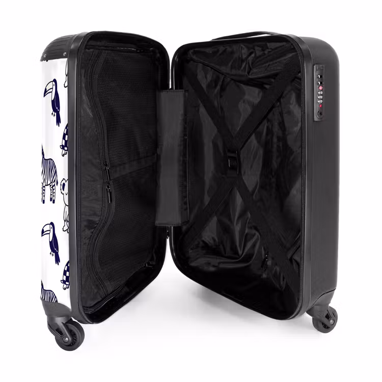 Suitcase - Animals - Pattern - Kids' Room - Graphic - White - Blue — 5