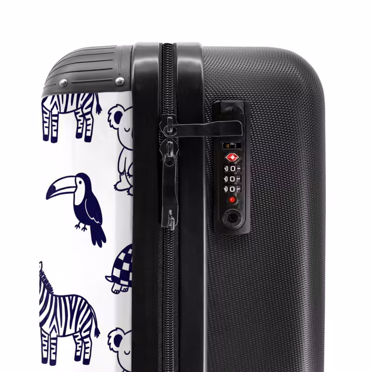 Suitcase - Animals - Pattern - Kids' Room - Graphic - White - Blue — 6