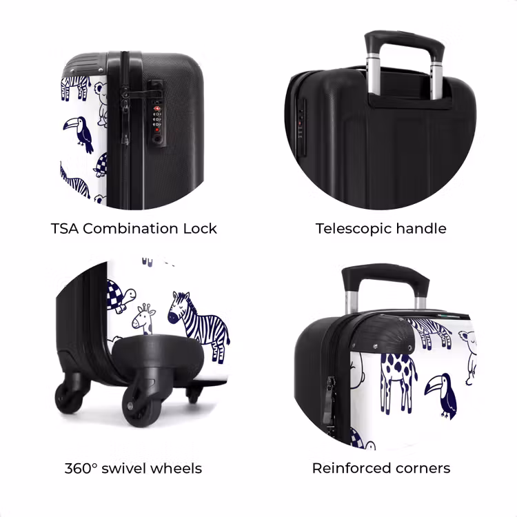 Suitcase - Animals - Pattern - Kids' Room - Graphic - White - Blue — 8