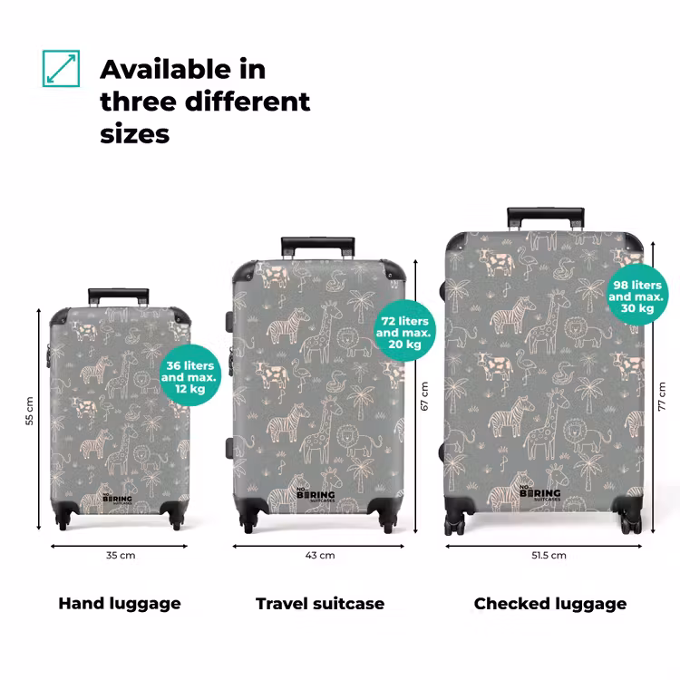 Suitcase - Animals - Safari - Pattern - Illustration - Green — 3