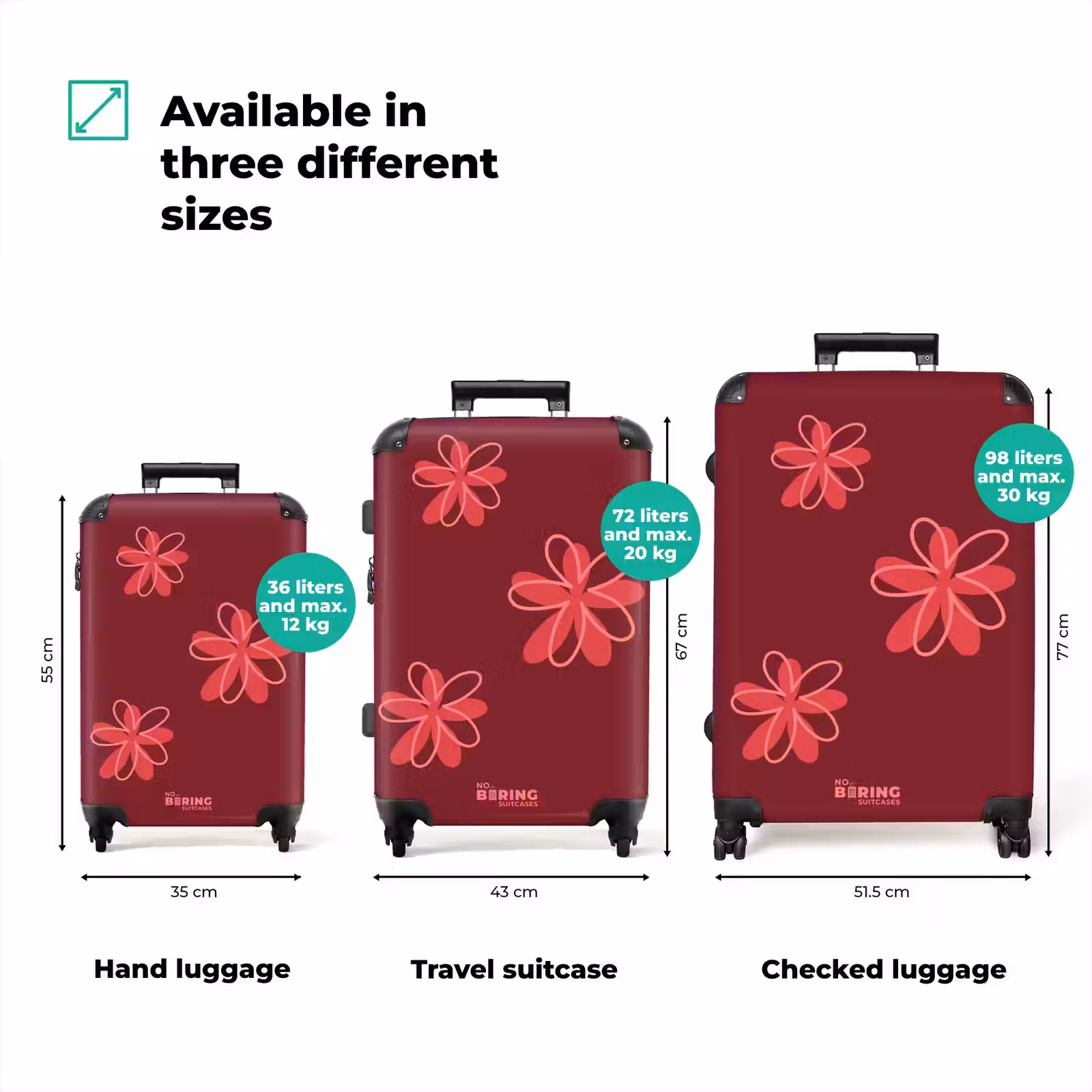 Suitcase - Flowers - Red - Pattern — 1