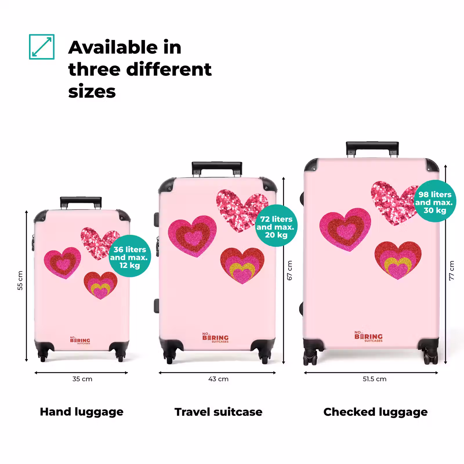 Suitcase - Hearts - Pink - Pattern — 1