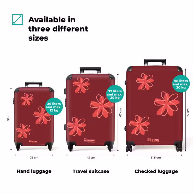 Suitcase - Flowers - Red - Pattern — 1