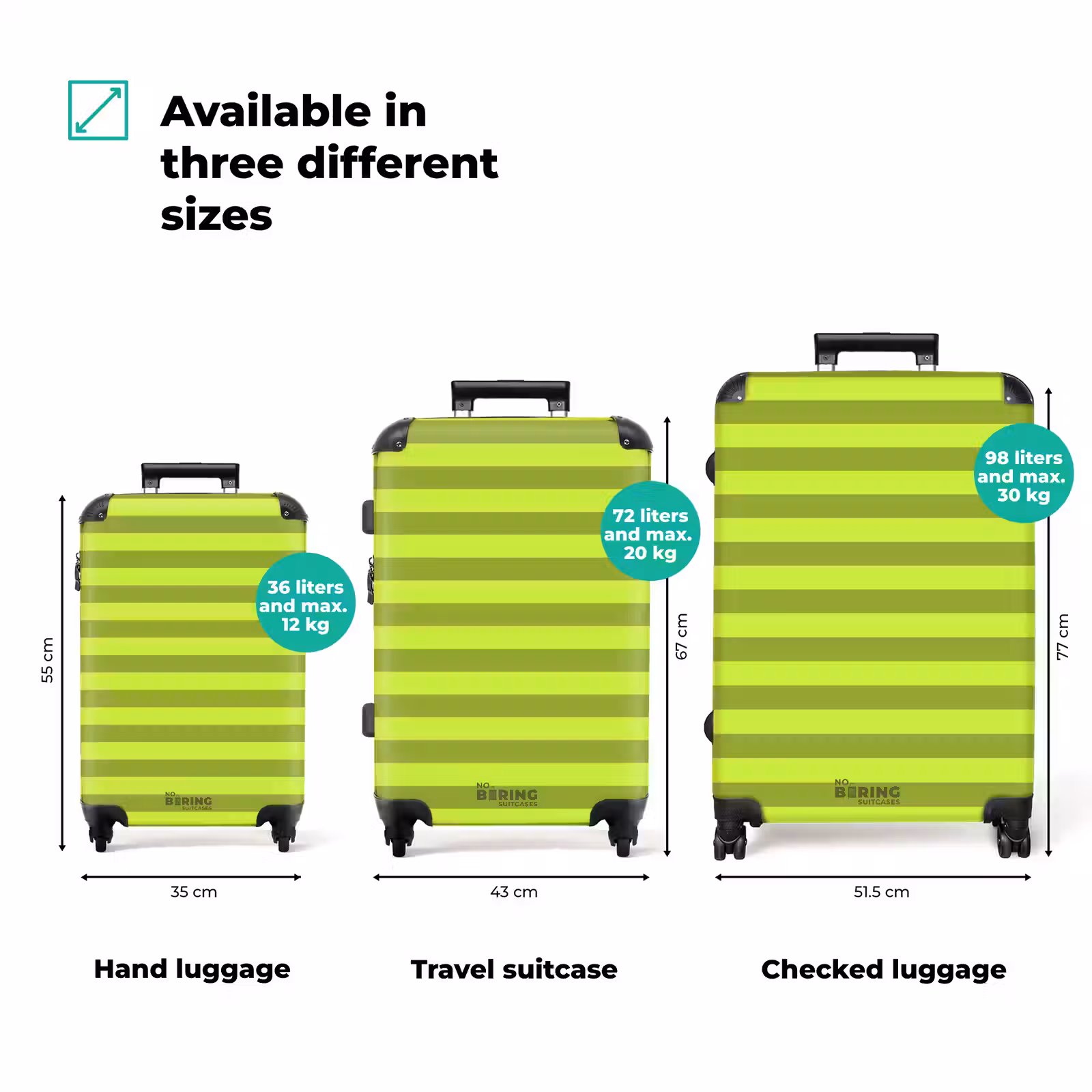 Suitcase - Horizontal stripes - Light green - Dark green — 1