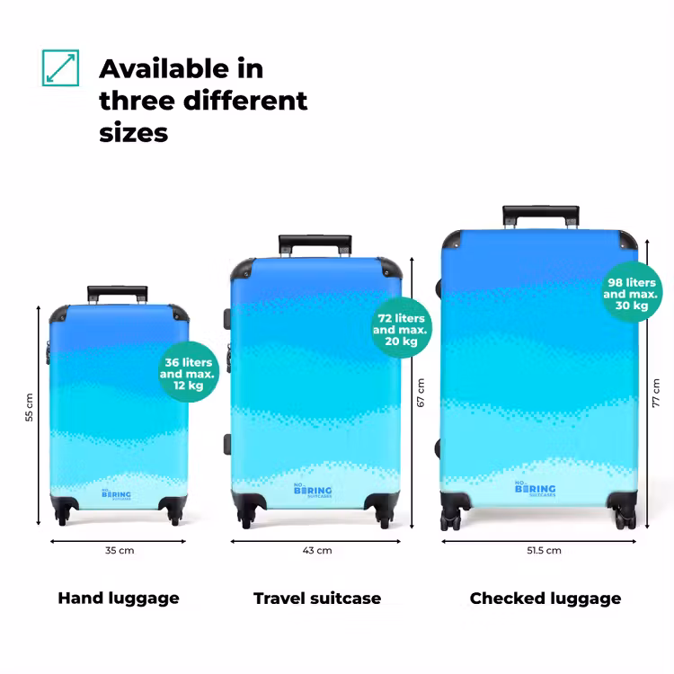 Suitcase - Blue - Pixel - Horizontal Stripes — 3