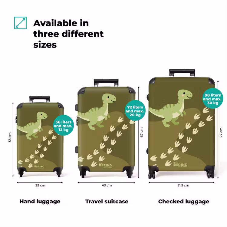Suitcase - Dino - Footprints - Green — 1