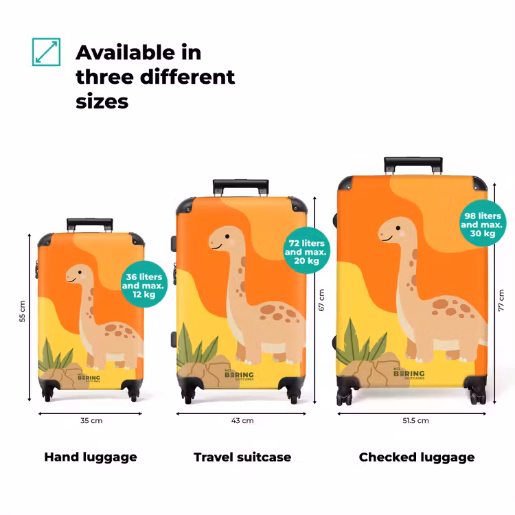 Suitcase - Dino - Orange - Stone — 1