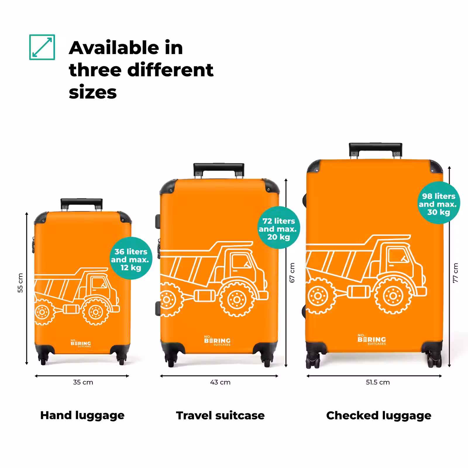 Suitcase - Dump Truck - Orange - White — 1