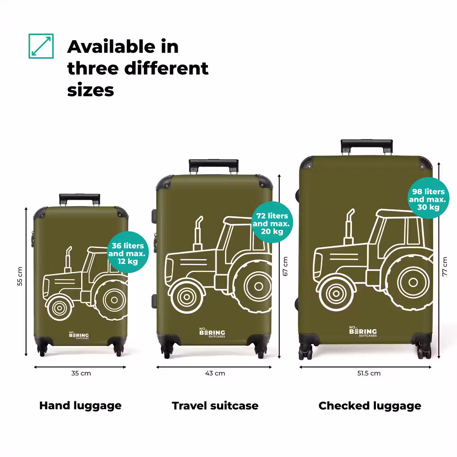 Suitcase - Tractor - Green - White — 1