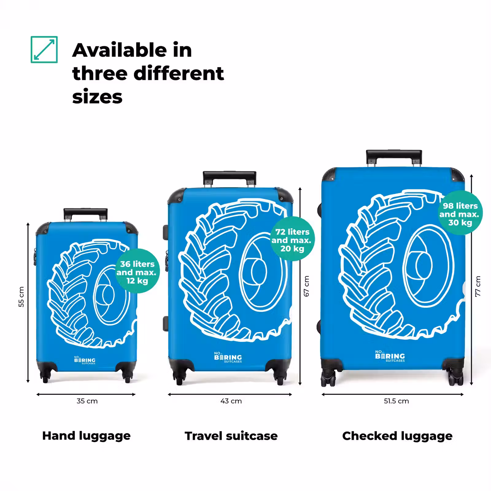 Suitcase - Tractor Tire - Blue - White — 1
