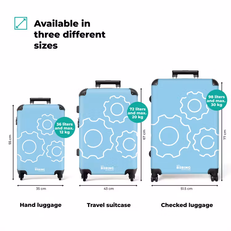 Suitcase - Gears - Blue - White — 1