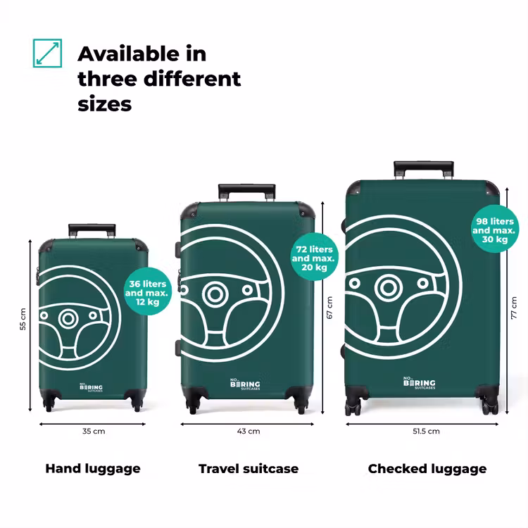 Suitcase - Handlebar - Green - White — 1