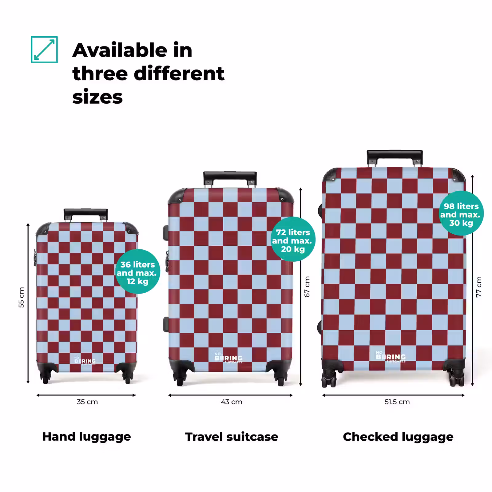 Suitcase - Blue - Red - Checkered Pattern — 1