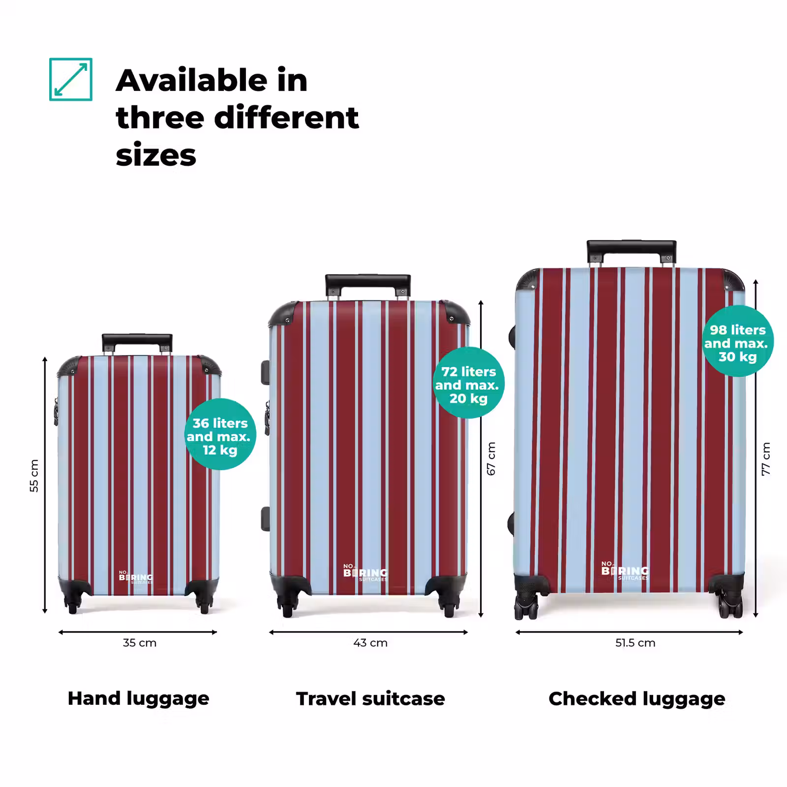 Suitcase - Blue - Red - Vertical stripes — 1