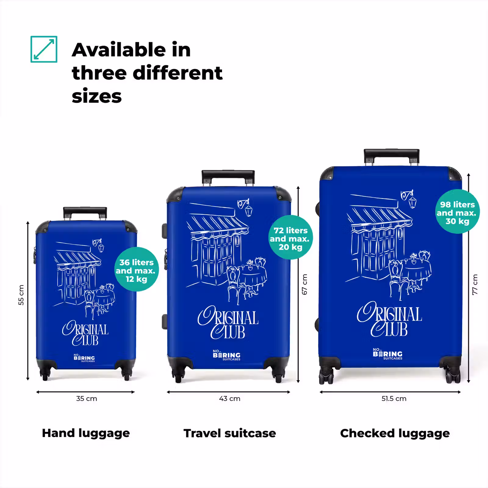 Suitcase - Blue - White - Café — 1