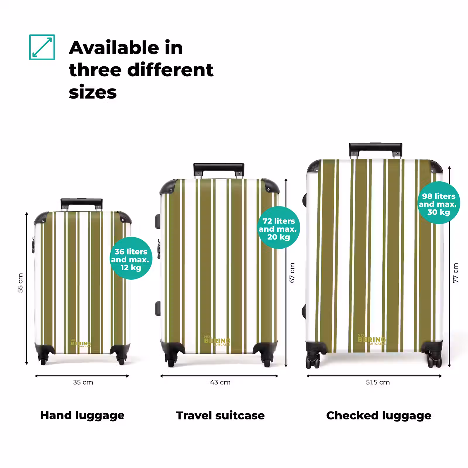 Suitcase - Vertical Stripes - Green - White — 1
