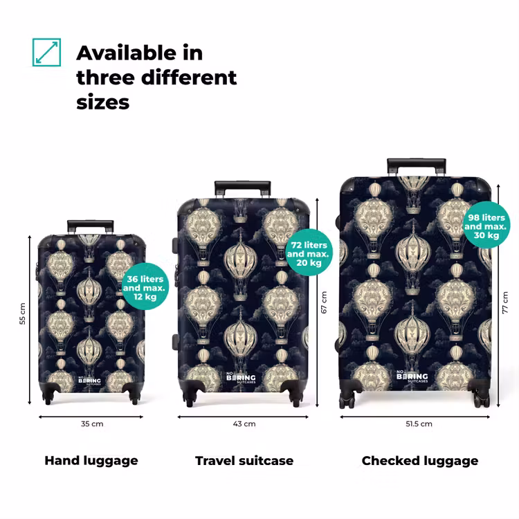 Suitcase - Hot Air Balloons - Clouds - Pattern - Dark Blue — 1