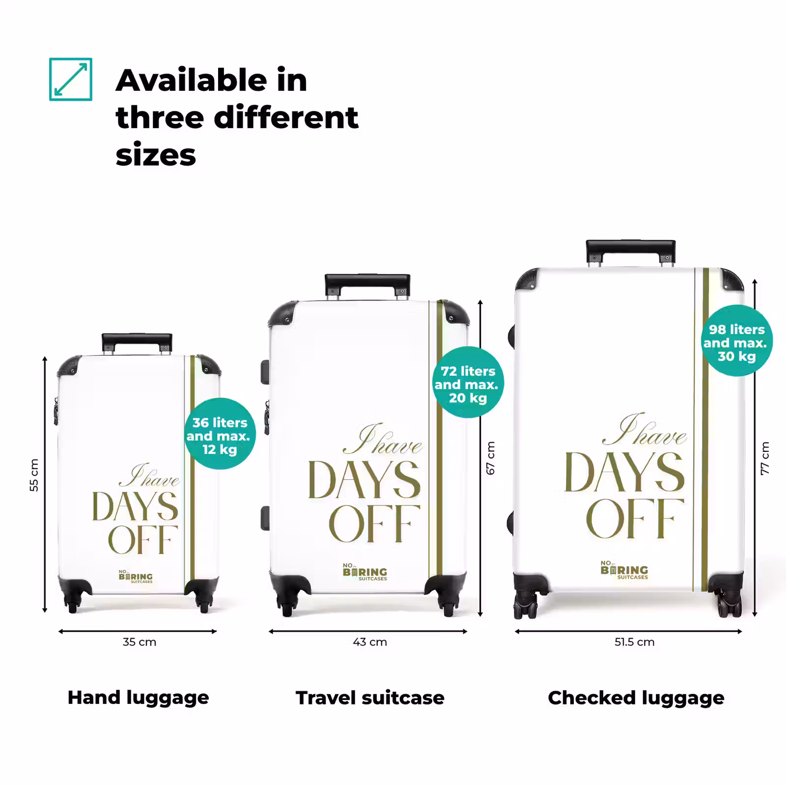 Suitcase - White - Green - Days Off - Minimalist — 1