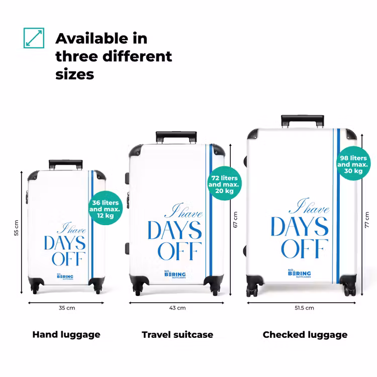 Suitcase - Blue - White - Days Off - Minimalist — 1