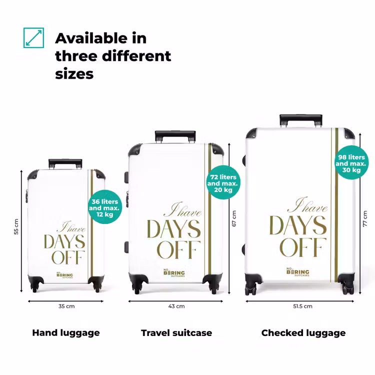 Suitcase - White - Green - Days Off - Minimalist — 1
