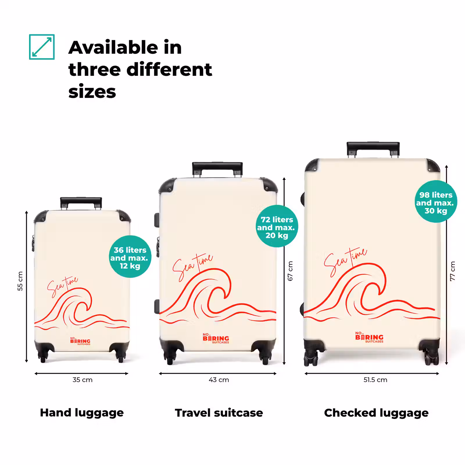 Suitcase - Waves - Red - White — 1