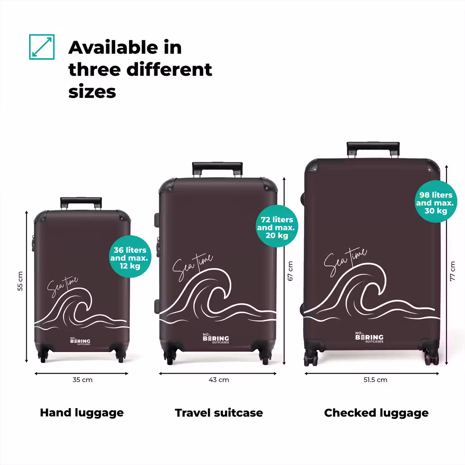 Suitcase - Wavy - Brown - White — 1
