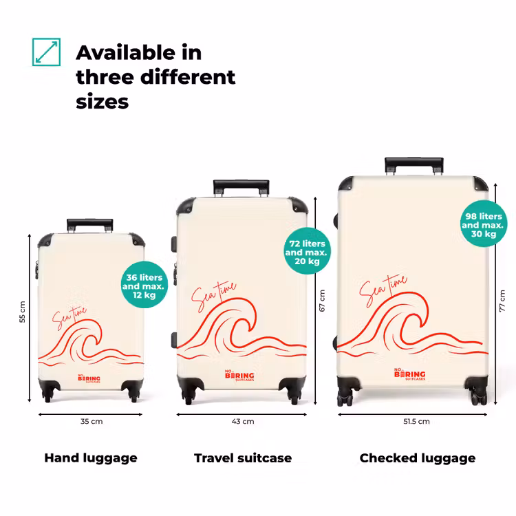 Suitcase - Waves - Red - White — 1