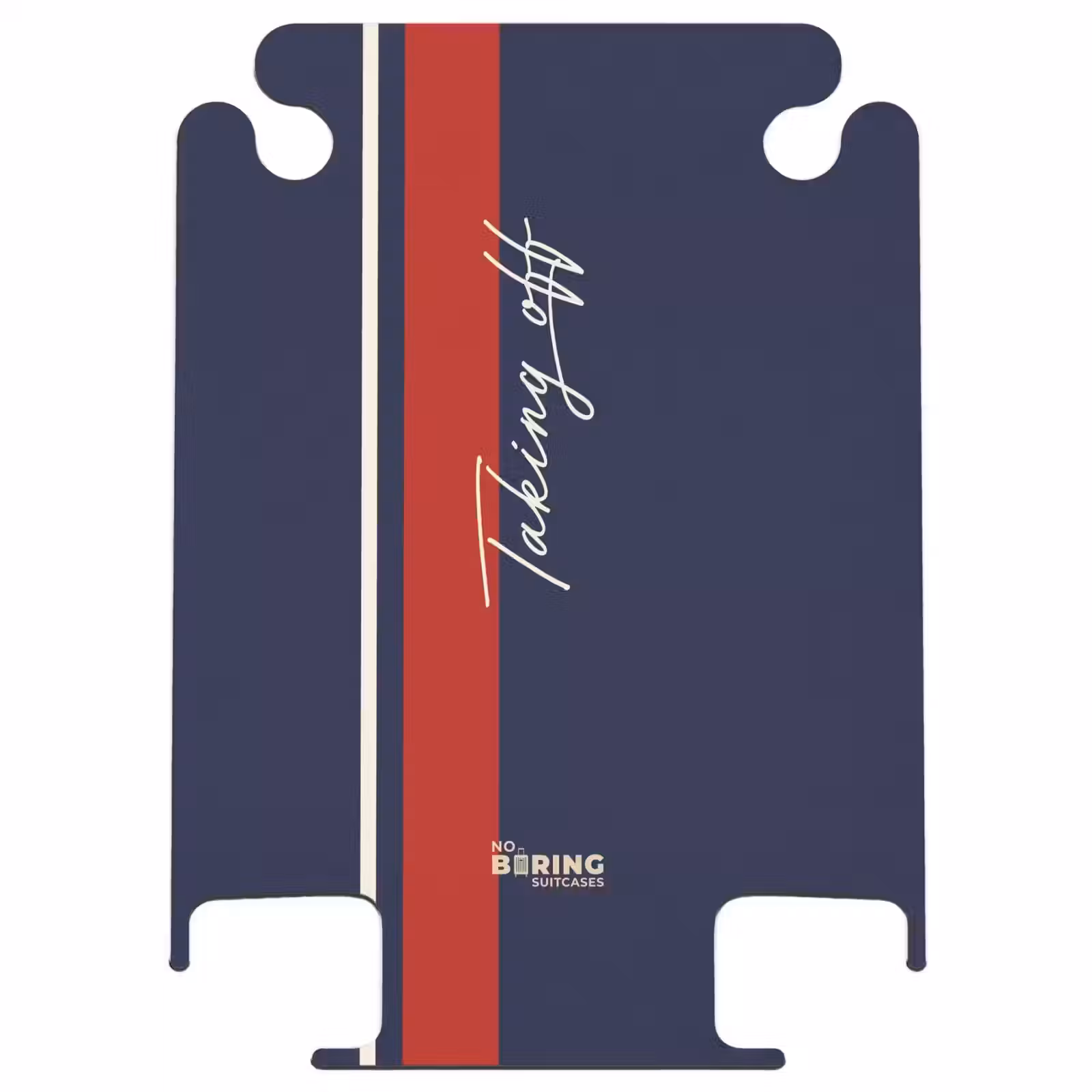 CaseSwap™ - Dark blue background with red and white stripe and text Taking Off — 1