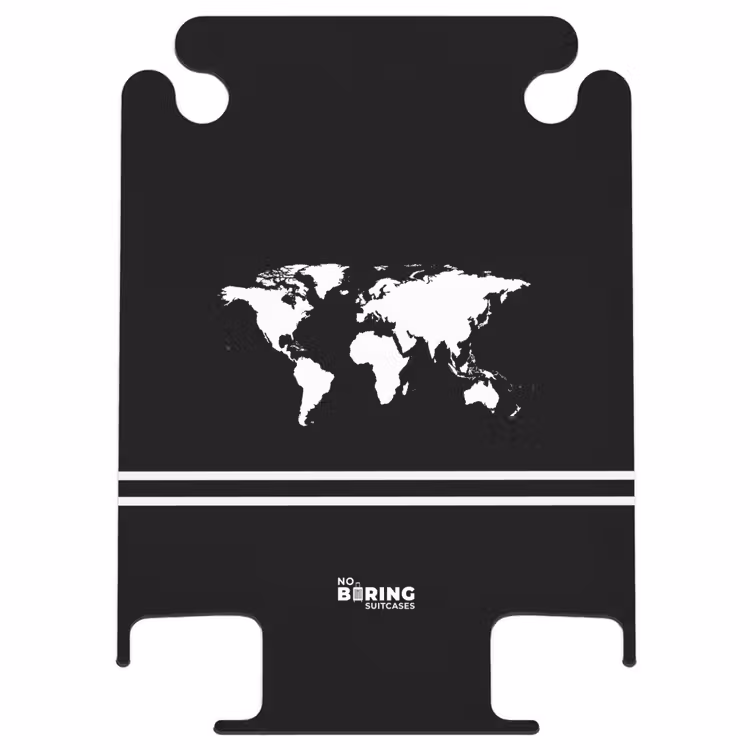 CaseSwap™ - Black background with white world map and double stripe at bottom — 1