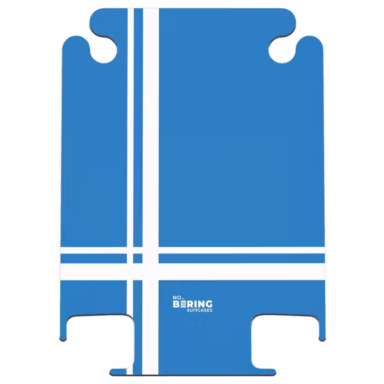 CaseSwap - Bright blue background with white corner pattern in lower left corner — 1