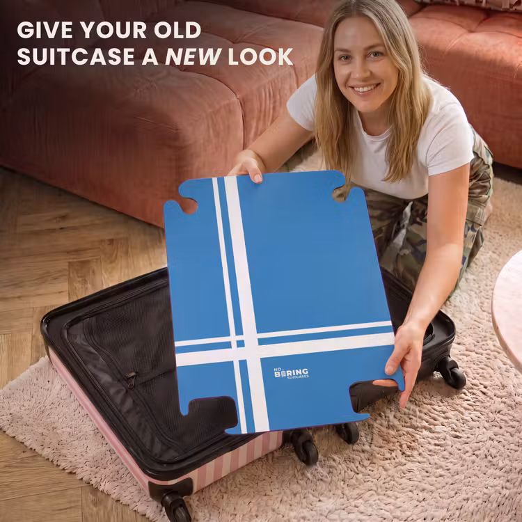 CaseSwap - Bright blue background with white corner pattern in lower left corner — 3