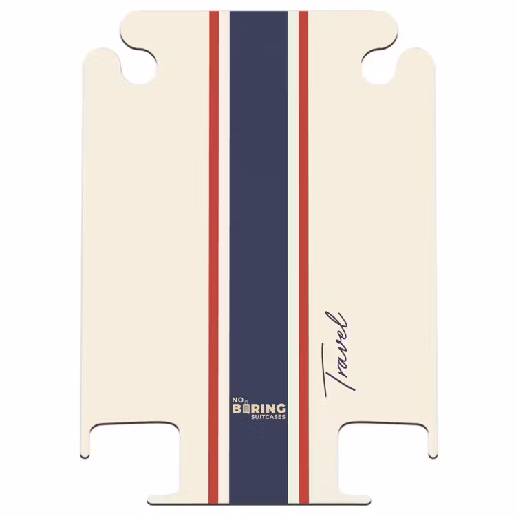CaseSwap - Cream background with central tricolor stripe and text Travel — 1