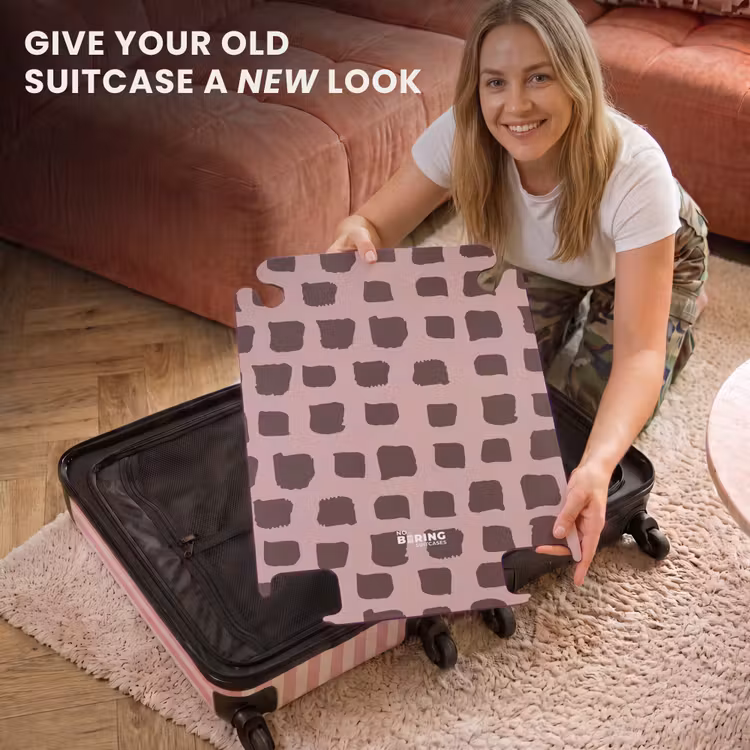 CaseSwap - Dark brown block shapes on old pink background — 3