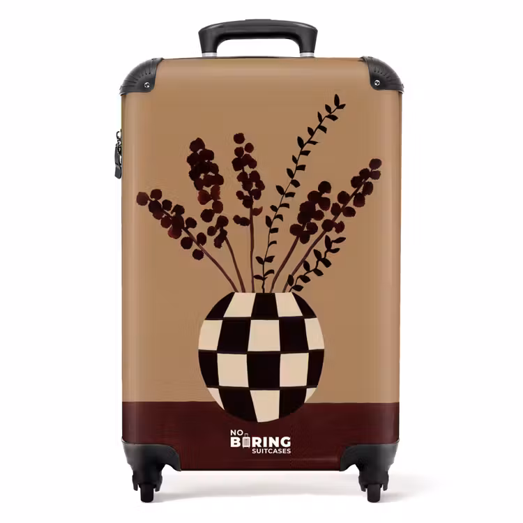 Suitcase - Minimalist - Vase - Flowers - Brown — 1