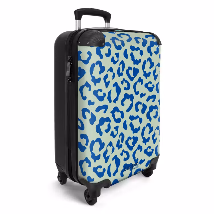 CaseSwap™ - Animal prints - Panther print suitcase in blue and pastel green — 2