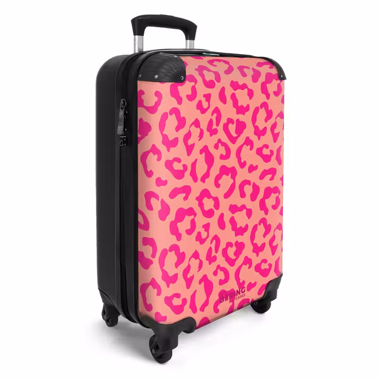 CaseSwap™ - Animal prints - Panther print suitcase in pink and coral pink — 2
