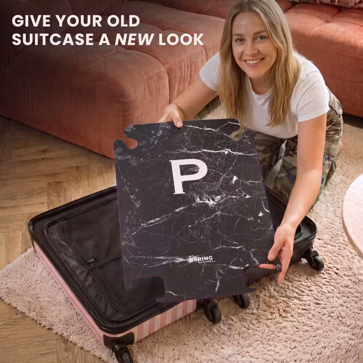CaseSwap™ - Marble print - Letter P - Black — 3