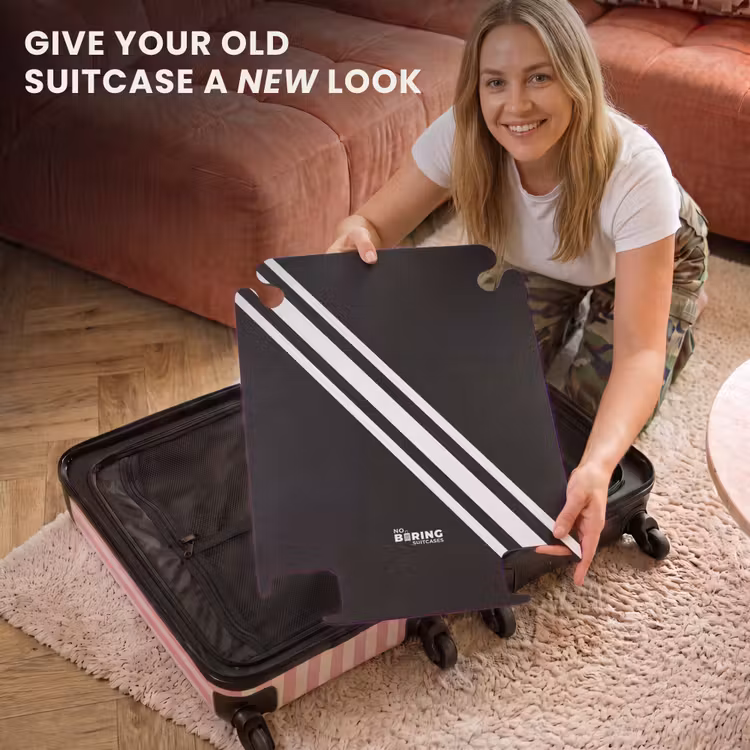CaseSwap™ - Black background with diagonal white double stripe — 3