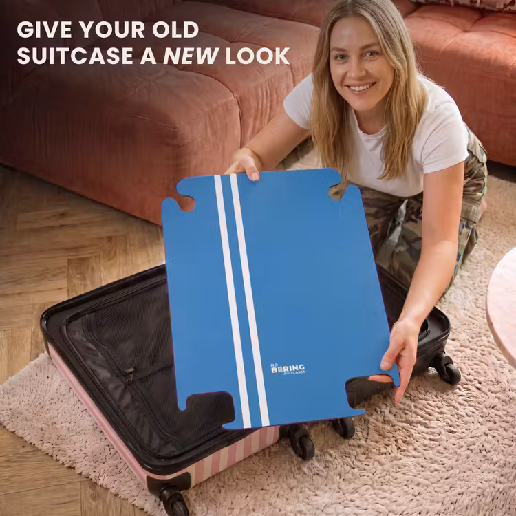 CaseSwap™ - Bright blue background with double white side stripes on the left — 3