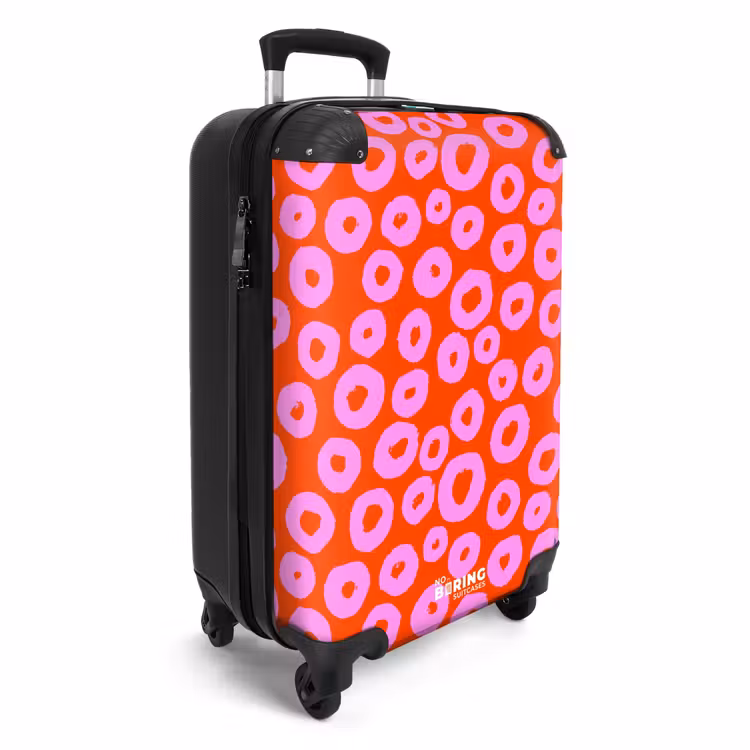 CaseSwap™ - Pink circle pattern with heart filling on red — 2