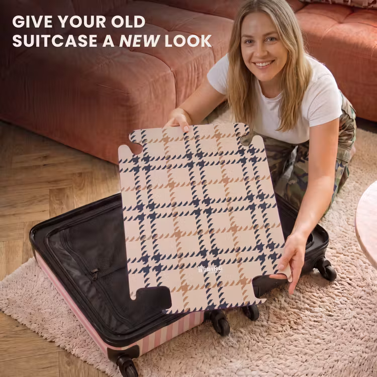 CaseSwap™ - Beige check pattern with herringbone lines in black and brown — 3