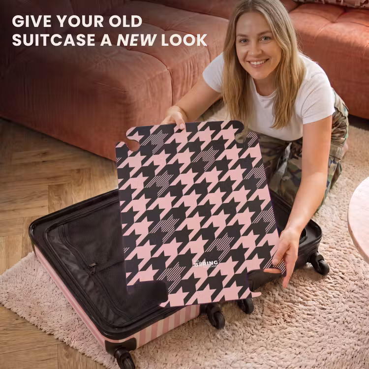CaseSwap™ - Large pied-de-poule pattern in pink and black — 3