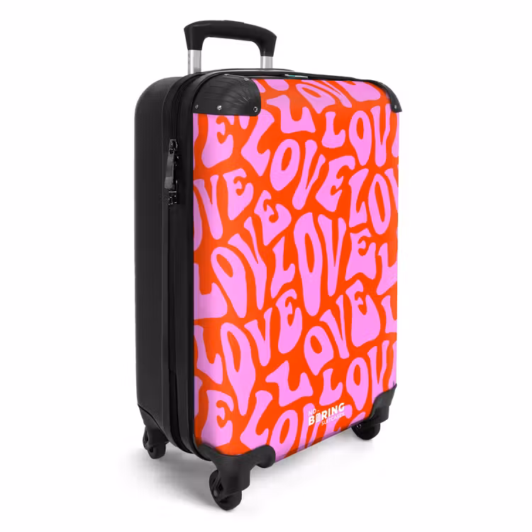 CaseSwap™ - Repeating 'LOVE' pattern in pink on red — 2
