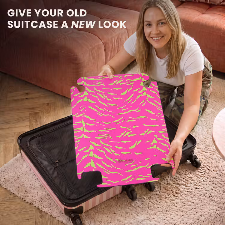 CaseSwap™ - Bright pink tiger print with lime green stripes — 3