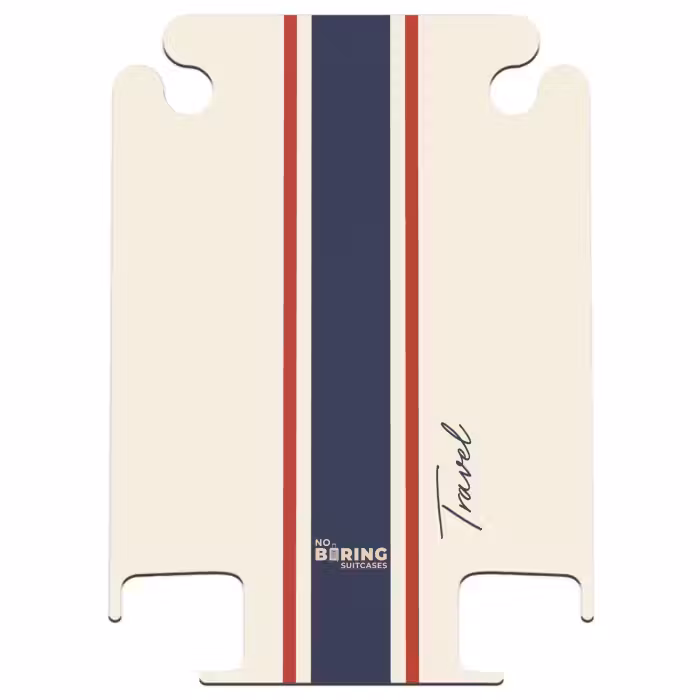 CaseSwap™ - Cream background with central tricolor stripe and text Travel