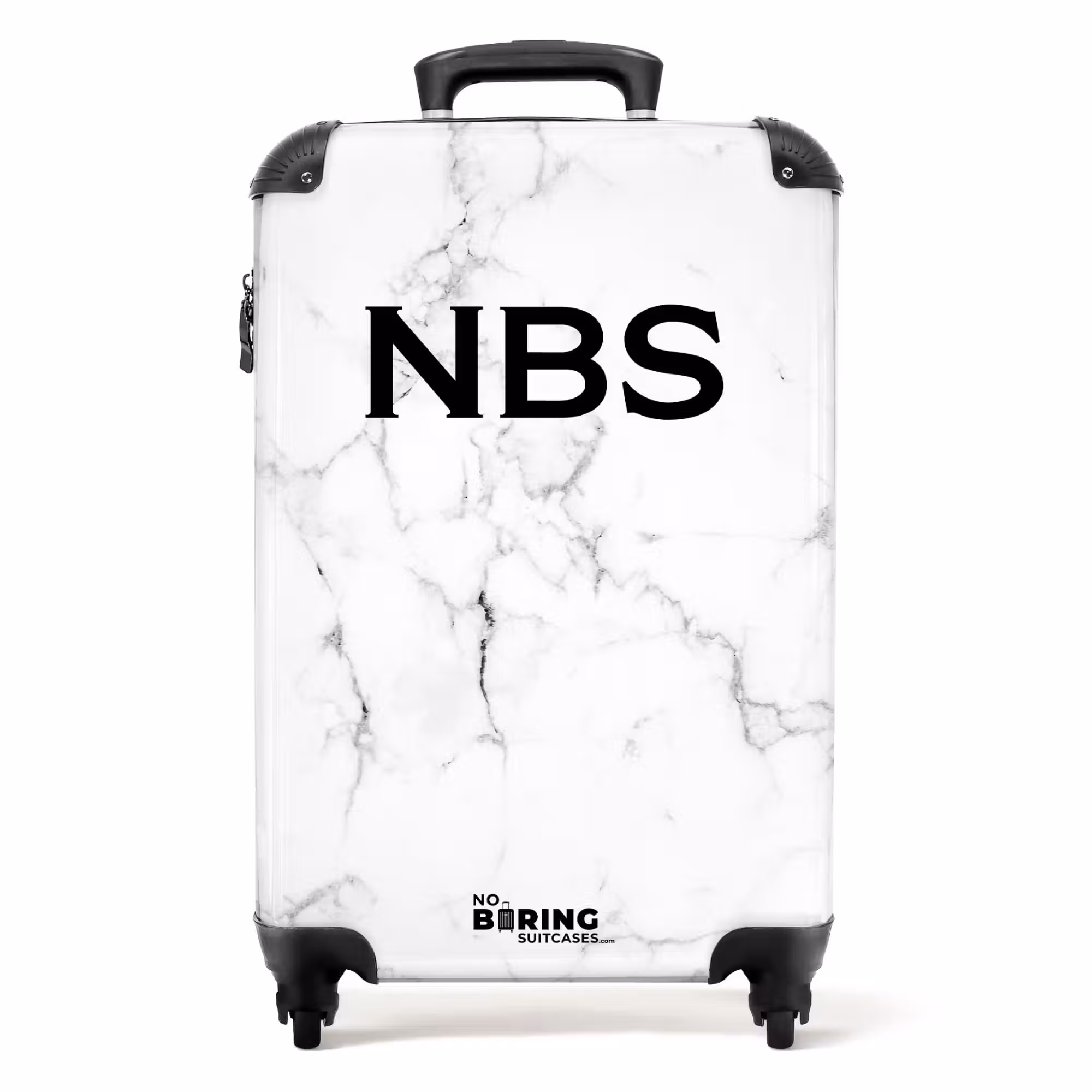 Suitcase - White marble with black